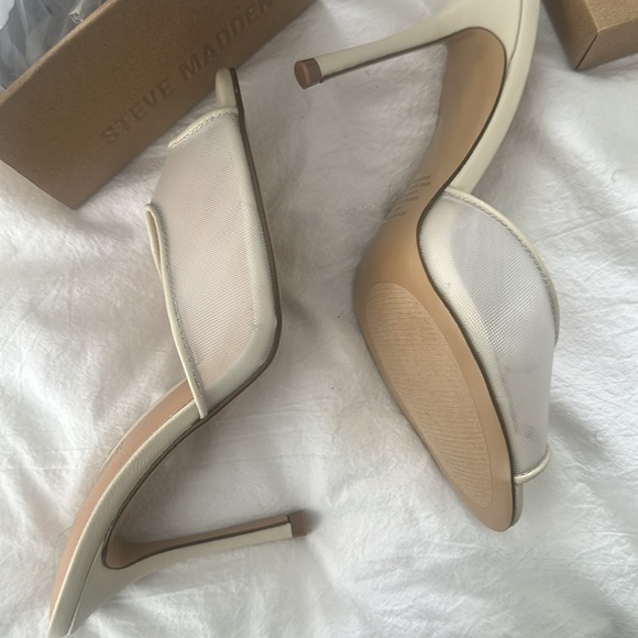 New Steve Madden Priya Mesh Ivory Heels US 8 - Picture 11 of 11